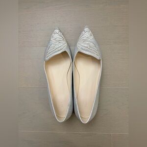 Sophia Webster Butterfly Flats Silver Glitter Size 36.5, US size 6